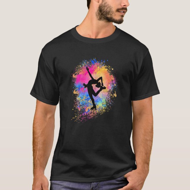 Camiseta Garotas Rainbow Ice Dancing Silhouette Female Figu (Frente)