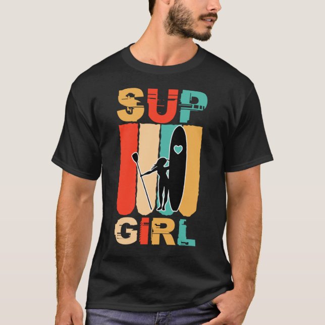 Camiseta Garotas SUP se posicionam remando surfando (Frente)