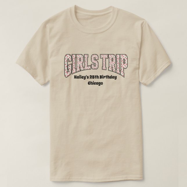 Camiseta Garotas Whimssius TRIP Red Cherry Varsity Letters (Frente do Design)