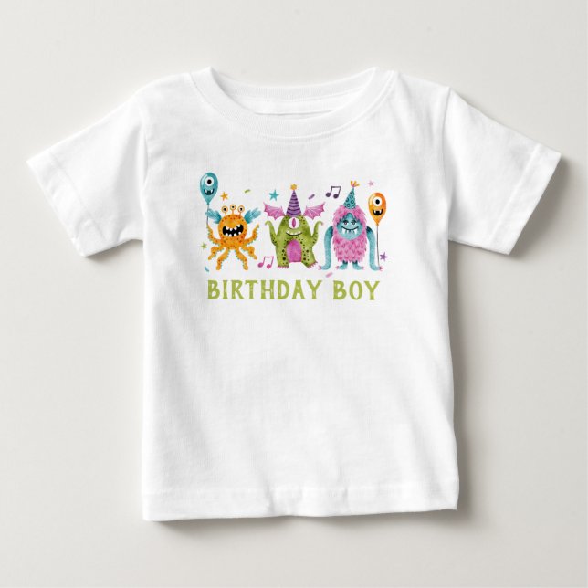 Camiseta Garotinho Aniversariante Monstrinho  (Frente)