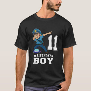Camiseta Garoto 11 de Aniversário De 11 Anos Que Dava Polic
