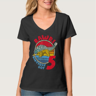 Camiseta Garoto 5 Aniversário Eu Rawr! Ankylosaurus I Famil