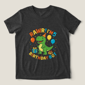 Camiseta Garoto 5 de aniversário de dinossauro bonito