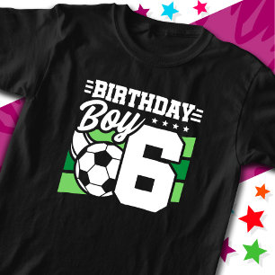 Camiseta Garoto 6 de Aniversário do Festa de Futebol de 6 A