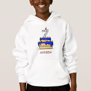 Camiseta Garoto 7 de aniversário, 7 em Bolo Azul Doce