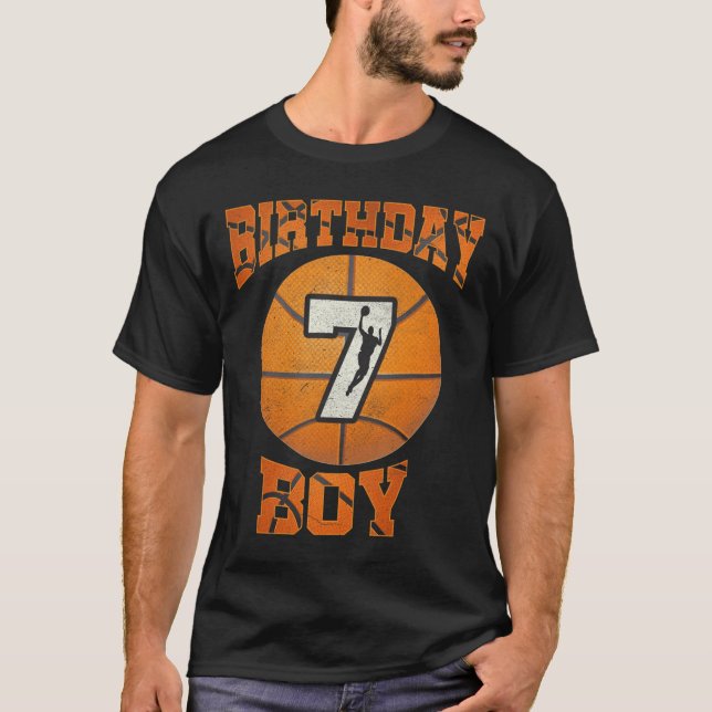 Camiseta Garoto 7 de Poço De Aniversário De Basquete Sete 7 (Frente)