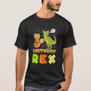 Camiseta Garoto aniversário de criança De 3 Anos Dinossauro