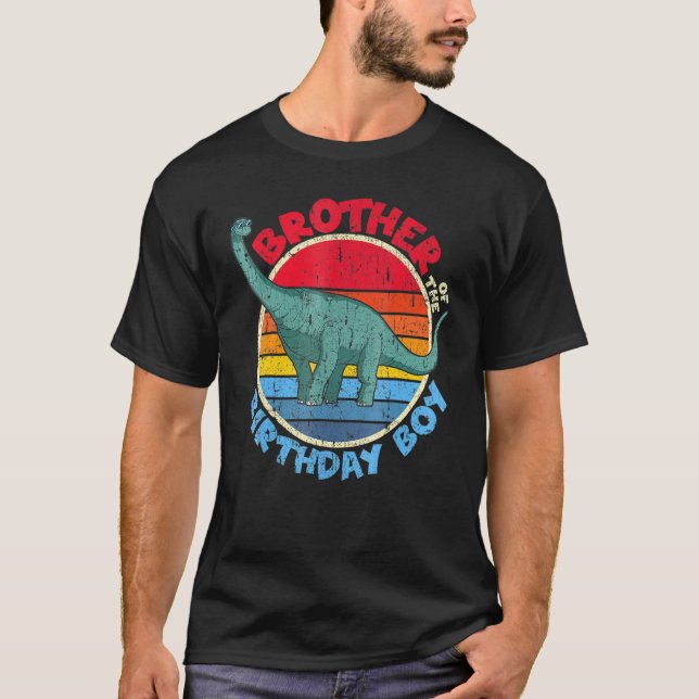 Camiseta Garoto Aniversário Eu Irmão I Brachiosaurus I Mães (Frente)