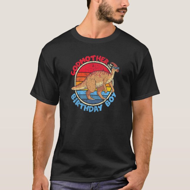 Camiseta Garoto Aniversário I Madrinha I Parasaurolofo I Fa (Frente)