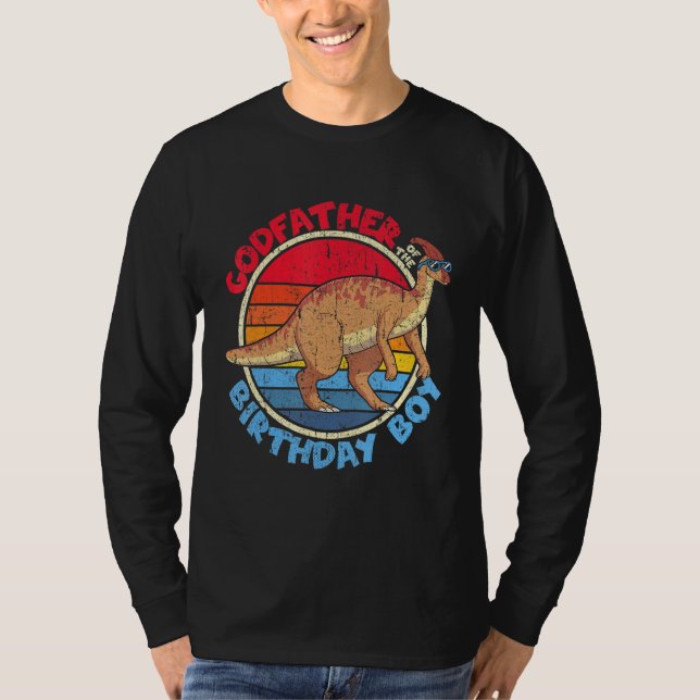 Camiseta Garoto Aniversário I Padrinho I Parasaurolophus I  (Frente)