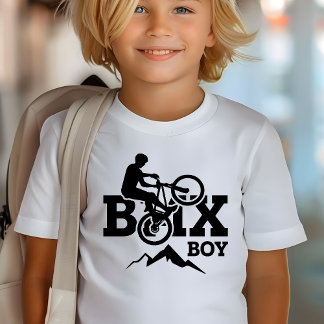 Camiseta Garoto BMX Correndo Branco E Preto