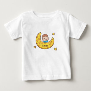 Camiseta Garoto Bonito na Lua Bebê
