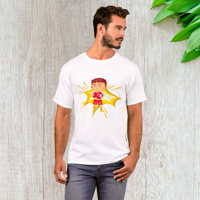 Camiseta Garoto Boxeador com Luvas e Shorts Vermelhos (Criador carregado)