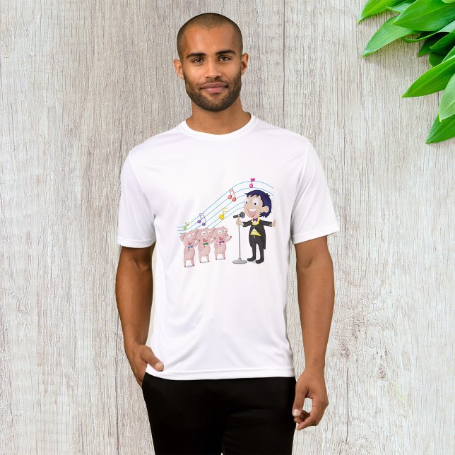 Camiseta Garoto Cantando com Coro de Três Porcos (Criador carregado)