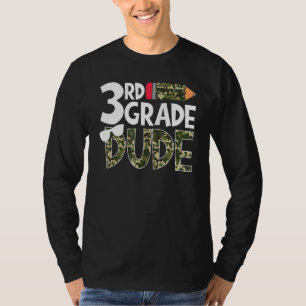 Camiseta Garoto da 3ª Série Estampa Camo Volta às Aulas Cri