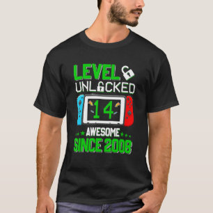 Camiseta Garoto De 14 Anos Nível 14 Desbloqueado Incrível 2