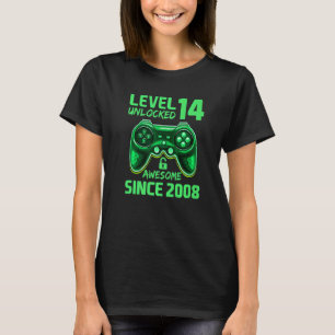 Camiseta Garoto de 14 anos Nível 14 Desbloqueado Incrível 2