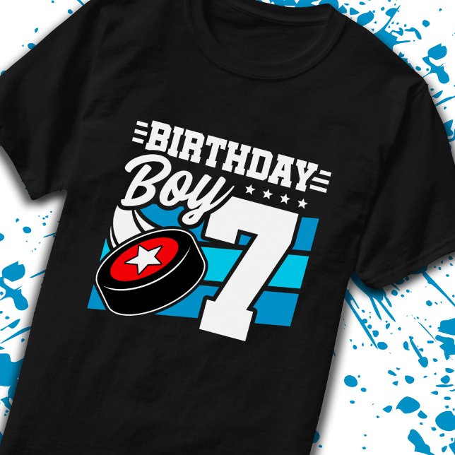 Camiseta Garoto de 7 de Aniversário de Hockey (Criador carregado)