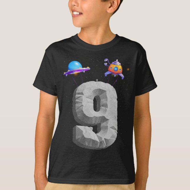 Camiseta Garoto de 9 anos Menino de 9º Aniversário Oferece  (Frente)