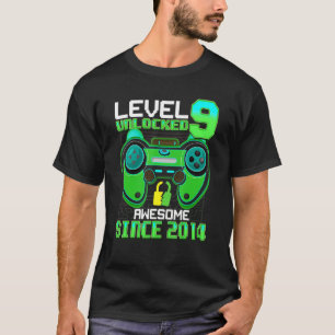 Camiseta Garoto de 9 anos Nível 9 Desbloqueado Incrível 201
