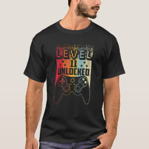 Camiseta Garoto de aniversário de 11 anos de nível 11 desbl