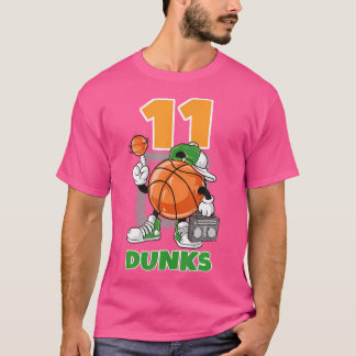 Camiseta Garoto De Aniversário De 11 De 11 Anos E Basquete 