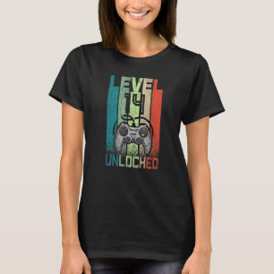 Camiseta Garoto de aniversário de 14 anos de nível 14 desbl