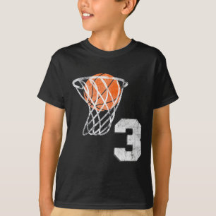 Camiseta Garoto De aniversário de 3 anos Basquete Três Rapa