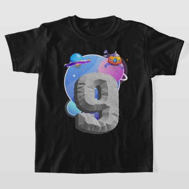 Camiseta Garoto de aniversário de 9 anos presente astronaut (Postura )
