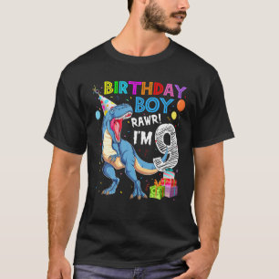 Camiseta Garoto de aniversário de 9 anos Rawr Eu sou 9º d
