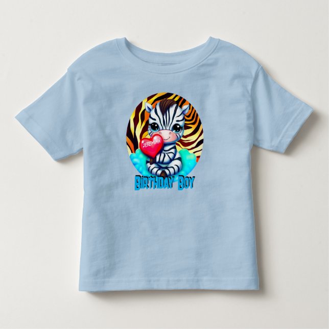 Camiseta Garoto de Aniversário de Zebra Cura (Frente)