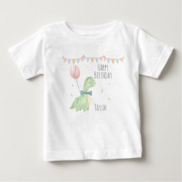 Camiseta Garoto de aniversário do Dinossauro Cachorro Perso