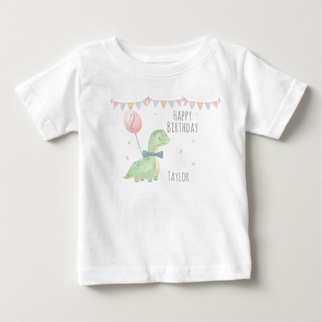 Camiseta Garoto de aniversário do Dinossauro Cachorro Perso (Frente)