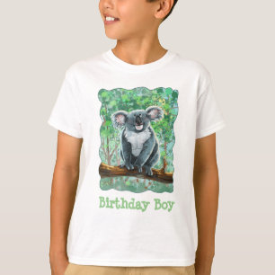 Camiseta Garoto de aniversário do Urso Koala na frente e a