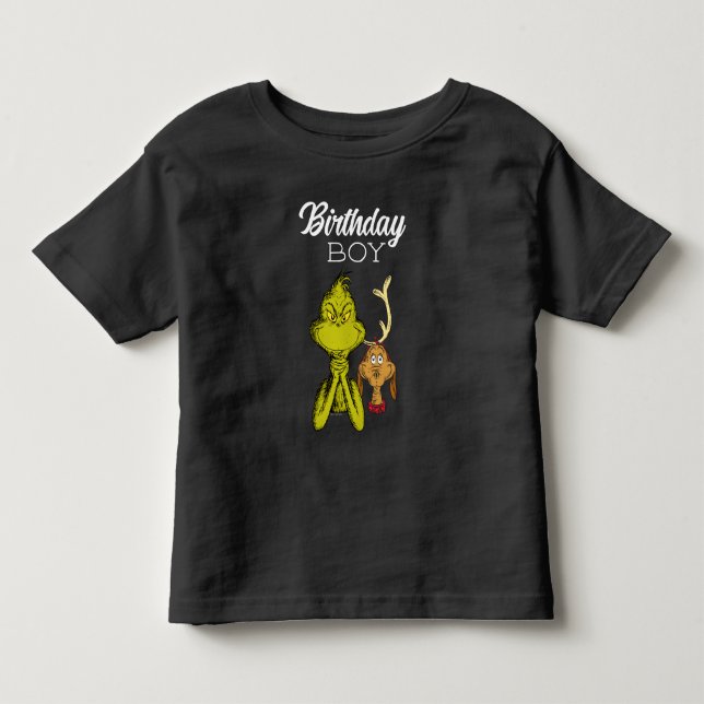 Camiseta Garoto de Aniversário Grinch Quadro Negro (Frente)
