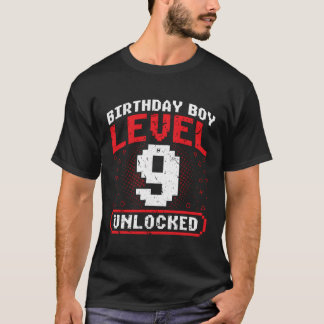 Camiseta Garoto De Aniversário Nível 9 Desbloqueado Garoto 