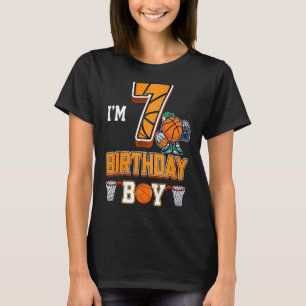 Camiseta Garoto De Basquete De Aniversário De 7 7 Anos De I