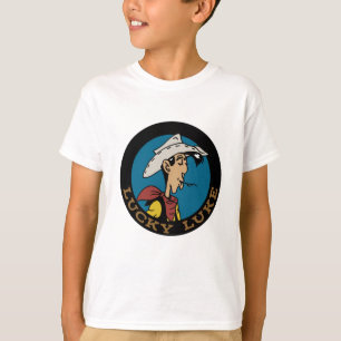 Camiseta Garoto de desenho animado Lucky Luke em círculo de