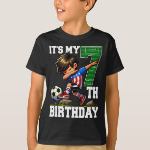 Camiseta Garoto de Futebol É Meu 7º Aniversário Bandeira Am