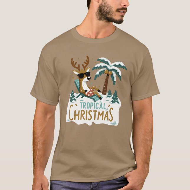 Camiseta Garoto de Natal tropical (Frente)