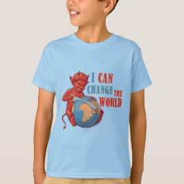 Camiseta Garoto Diabo Engraçado “Posso Mudar o Mundo”