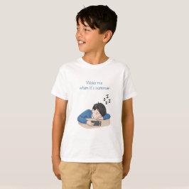 Camiseta Garoto dormindo com Acordar quando é verão