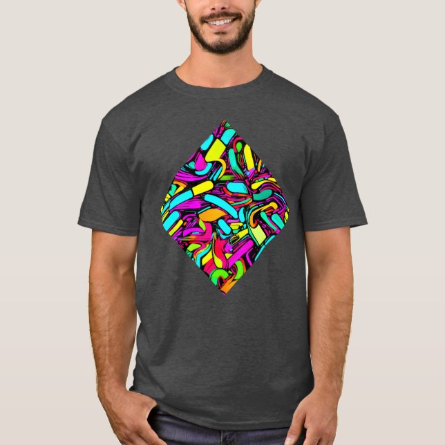 Camiseta Garoto estilo retrô vintage com brilho neon (Frente)