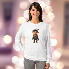 Camiseta Garoto Feliz Velho de Natal Tee Mulher