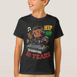 Camiseta Garoto Hip Hop Celebrando 36 Anos Feliz Aniversári