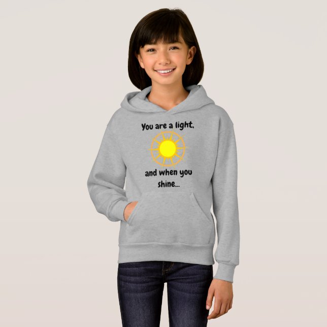 Camiseta Garoto Hoodie 'Brilhante'/Adulto Jovem (Cinza) (Frente Completa)