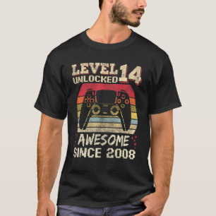 Camiseta Garoto Jogador De 14 Anos De Aniversário 14 Nível