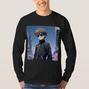 Camiseta Garoto Legal de Anime com Óculos de Sol – Cidade N