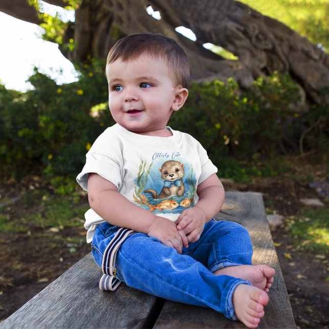 Camiseta Garoto-Otter-Bebê Bonito (Criador carregado)