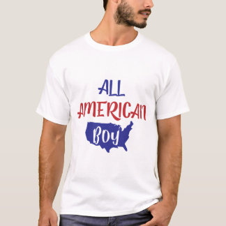 Camiseta Garoto Patriota Americano Mapa dos EUA Crianças